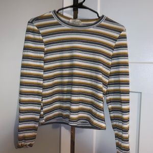 long sleeve stripped crop top
